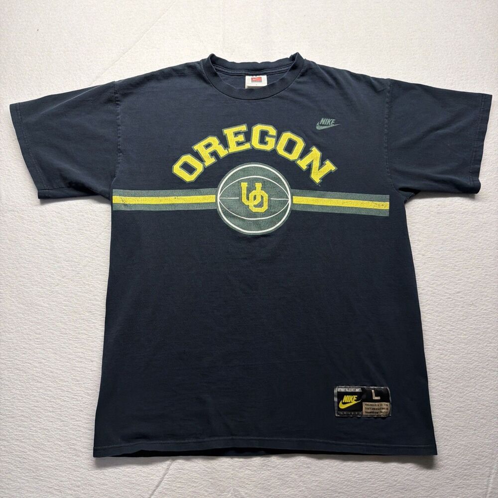 Vintage 90s Nike Team Oregon Ducks Basketball Faded Black T-Shirt - Men’s Large